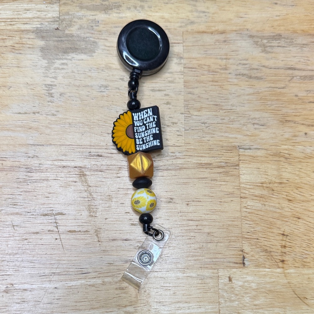 Sunflower Badge Reel with Inspirational Quote